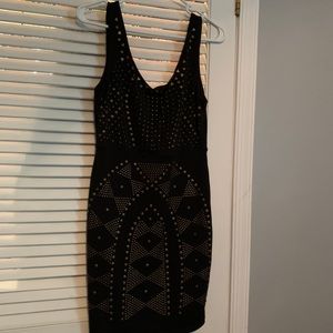 Gold studded body con dress
